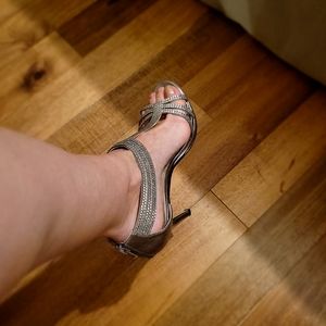 Caparros Holiday Gala Rhinestone T-strap Sandal with 4" heel